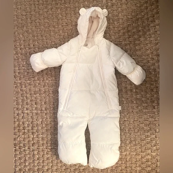 Baby Gap Puffer Snowsuit/Snow Sack w/ Fleece Lining and Bear Eared
